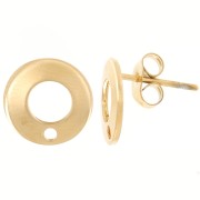 Clous d'oreilles cercle 10.5 mm avec 1 trou en Acier inoxydable 304L Doré x2