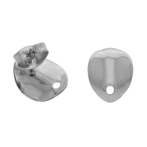 Clous d'oreilles ovale design 11x8.6 mm avec 1 trou en Acier inox 304 x2