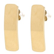 Clous d'oreilles rectangle 21.5x6.5 mm - anneau ouvert - Acier inox 304L Doré x2