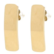 Clous d'oreilles rectangle 21.5x6.5 mm - anneau ouvert - Acier inox 304L Doré x2