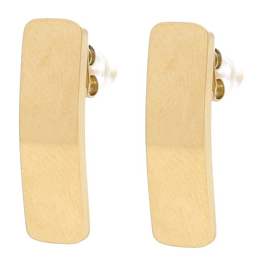 Clous d'oreilles rectangle 21.5x6.5 mm - anneau ouvert - Acier inox 304L Doré x2