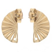Clous d'oreilles demi-cercle effet plissé 15x7 mm avec 1 trou - Acier inox Doré x2