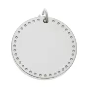 Pendentif rond travaillé 20 mm avec anneau ouvert en Acier inox x1