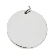 Pendentif rond travaillé 20 mm avec anneau ouvert en Acier inox x1