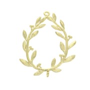 Pendentif couronne feuille de laurier 2 anneaux 29x23 mm - Doré à l'or fin x1|raw }}