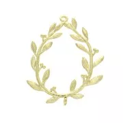Pendentif couronne feuille de laurier 2 anneaux 29x23 mm - Doré à l'or fin x1