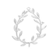 Pendentif couronne feuille de laurier 2 anneaux 29x23 mm - Placage argent fin x1|raw }}