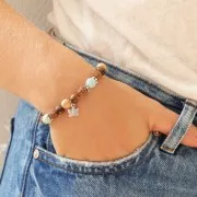 Perles rondes en bois de Santal 8 mm - Naturel x10