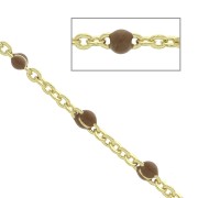 Chaîne maille Forçat limée 1.7 mm en laiton et résine époxy - Doré / Marron x 1m
