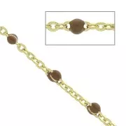 Chaîne maille Forçat limée 1.7 mm en laiton et résine époxy - Doré / Marron x 1m