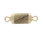 Intercalaire hexagone 2 anneaux pierre imitation gemme Jaspe Paysage 21x6mm Doré