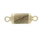 Intercalaire hexagone 2 anneaux pierre imitation gemme Jaspe Paysage 21x6mm Doré