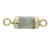 Intercalaire hexagone 2 anneaux pierre imitation gemme Labradorite 21x6 mm Doré x1|raw }}