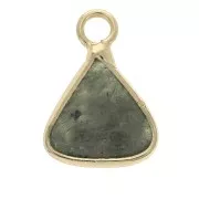 Pendentif triangle avec pierre imitation gemme Labradorite 16x12.5 mm Doré x1
