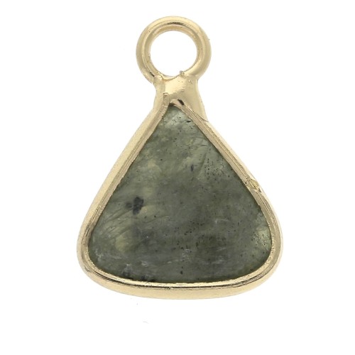 Pendentif triangle avec pierre imitation gemme Labradorite 16x12.5 mm Doré x1
