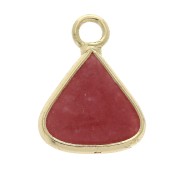 Pendentif triangle avec pierre imitation gemme Jade teinté Rouge 16x12.5mm Doré x1