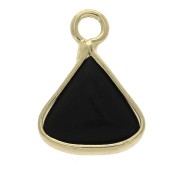 Pendentif triangle avec pierre imitation gemme Black Onyx 16x12.5 mm Doré x1|raw }}