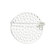 Support de broche tamis rond 25.5 mm à décorer - Placage Argent fin x1
