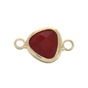 Intercalaire goutte 2 anneaux en laiton et verre facetté 14x9 mm Doré/Bordeaux x1|raw }}