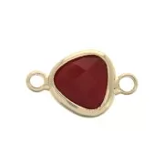 Intercalaire goutte 2 anneaux en laiton et verre facetté 14x9 mm Doré/Bordeaux x1