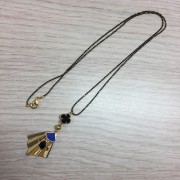 Intercalaire éventail 2 anneaux 15x12 mm en verre facetté - Doré - Bleu foncé x1