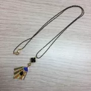 Intercalaire éventail 2 anneaux 15x12 mm en verre facetté - Doré - Bleu foncé x1