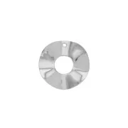 Pendentif rond irrégulier ajouré ondulé en laiton 24 mm - Rhodié x1