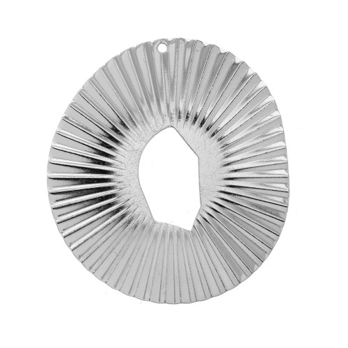 Pendentif irrégulier ajouré effet plissé en laiton 42x38 mm - Rhodié x1