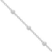 Chaîne maille forçat ovale alternée de perles rondes 2.5 mm (1x1) Argent 925 x50cm