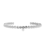 Bracelet jonc strié en laiton avec anneau fermé à décorer 4.6x160 mm - Rhodié x1|raw }}