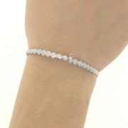 Bracelet jonc strié en laiton avec anneau fermé à décorer 4.6x160 mm - Rhodié x1