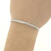 Bracelet jonc strié en laiton avec anneau fermé à décorer 4.6x160 mm - Rhodié x1