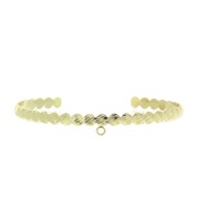 Bracelet jonc strié en laiton avec anneau fermé à décorer 4.6x160 mm - Doré x1|raw }}