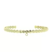 Bracelet jonc strié en laiton avec anneau fermé à décorer 4.6x160 mm - Doré x1