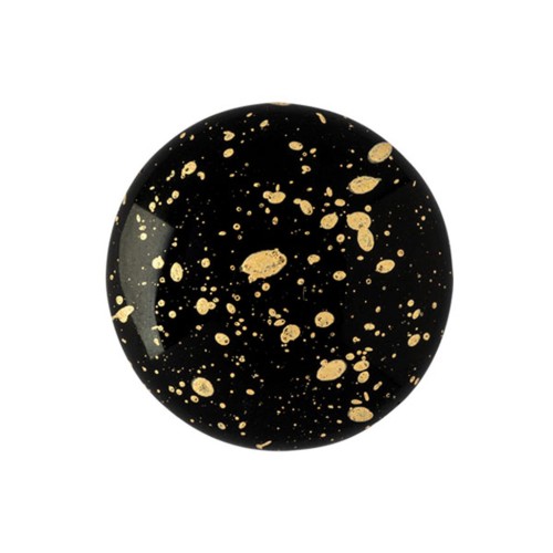 Cabochon rond en verre par Puca® 18 mm Jet Gold Splash x1