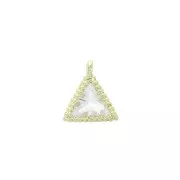 Breloque triangle avec Oxyde de Zirconium - 8x7mm - Doré/Cristal x1