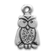 Breloque hibou 16 mm argenté vieilli x1