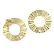 Clous d'oreilles ronds effet plissé évidés à décorer en zamac 18 mm - Doré x2|raw }}