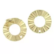 Clous d'oreilles ronds effet plissé évidés à décorer en zamac 18 mm - Doré x2