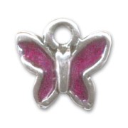Breloque résine époxy papillon 9 mm Fuchsia x1|raw }}