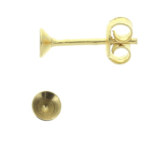 Clous d'oreille porte cabochon PureCrystal 1088 4 mm Argent 925 Doré à l'or fin x2