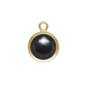 Pendentif rond 6.5 mm Imitation Black Onyx - Gold filled (or laminé) x1|raw }}