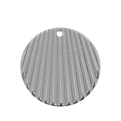 Pendentif rond effet plissé en laiton 21 mm - Rhodié x1