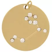 Pendentif constellation Lion 20mm avec anneau ouvert - Acier inox Doré x1