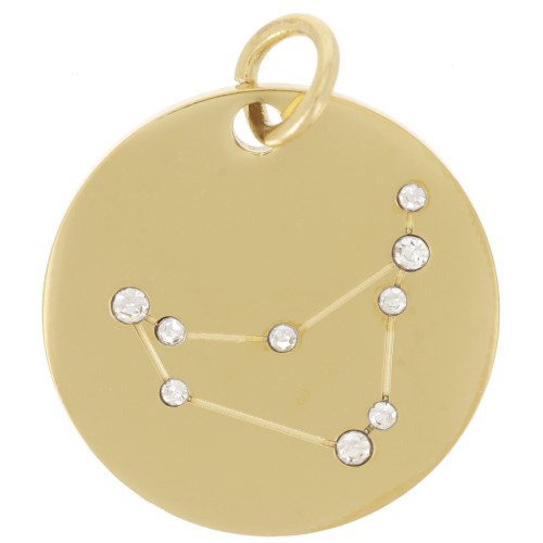 Pendentif constellation Capricorne 20 mm avec anneau ouvert - Acier inox 316L Doré