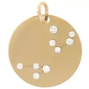 Pendentif constellation Vierge 20mm avec anneau ouvert - Acier inox 316L Doré x1