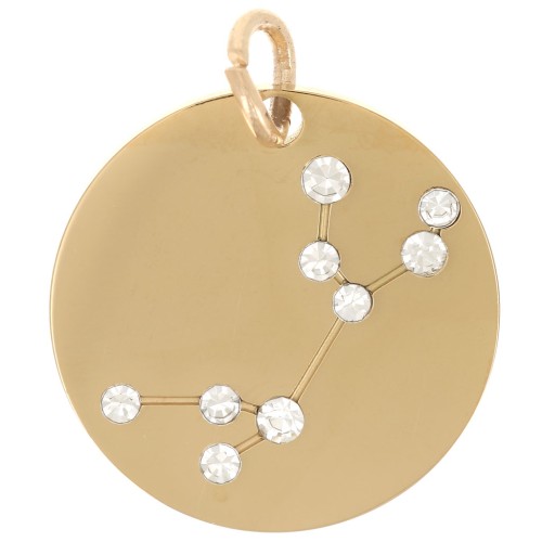Pendentif constellation Vierge 20mm avec anneau ouvert - Acier inox 316L Doré x1