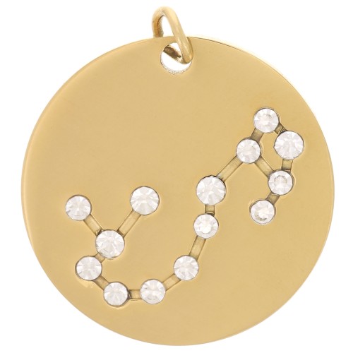 Pendentif constellation Scorpion 20mm avec anneau ouvert - Acier inox Doré x1