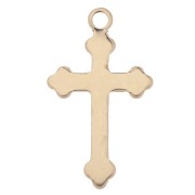 Pendentif croix bourgeonnée 27x16 mm - Gold filled (or laminé)  x1