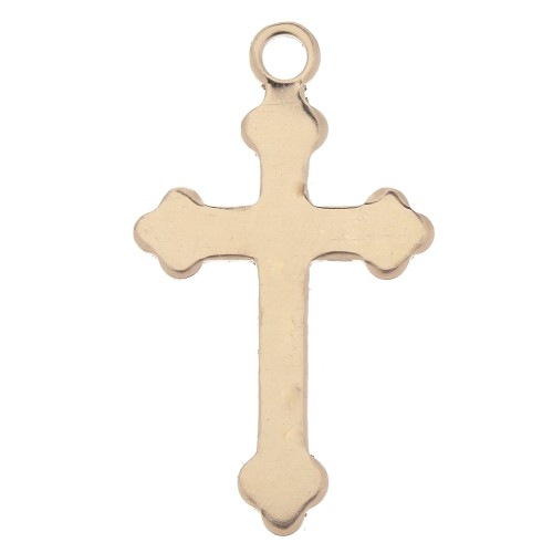 Pendentif croix bourgeonnée 27x16 mm - Gold filled (or laminé)  x1